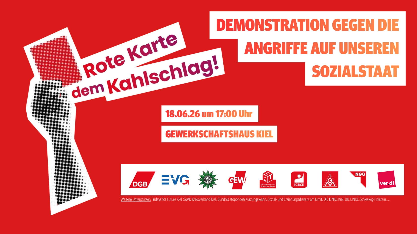 Rote Karte dem Kahlschlag Demonstration