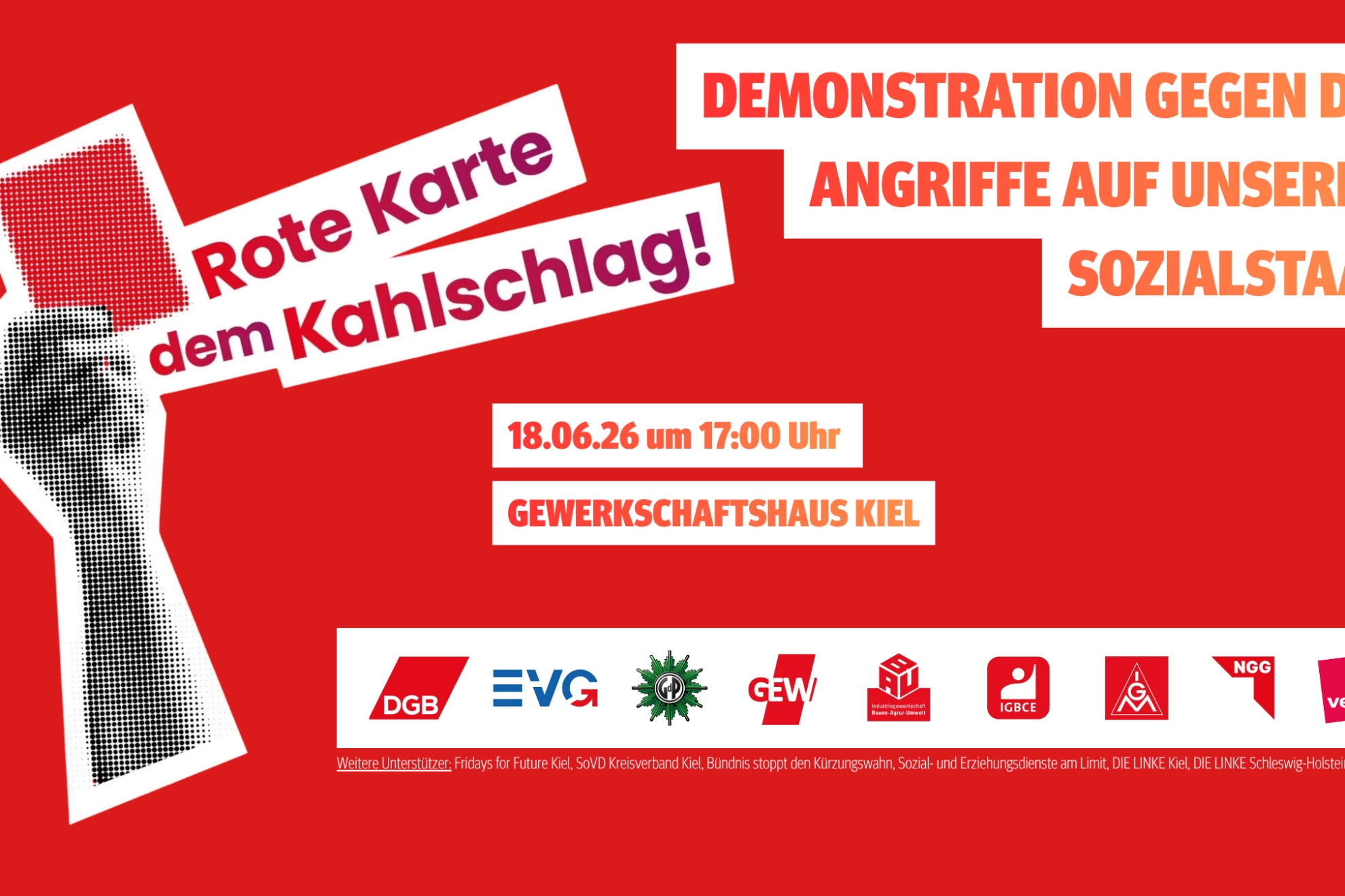 Rote Karte dem Kahlschlag Demonstration
