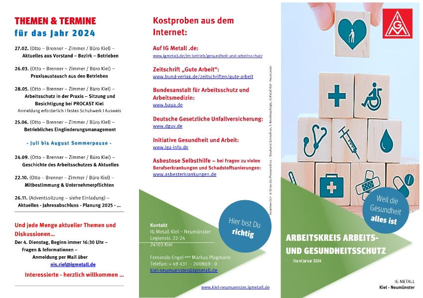 Flyer des Arbeitskreises Arbeits- und Gesundheitsschutz
