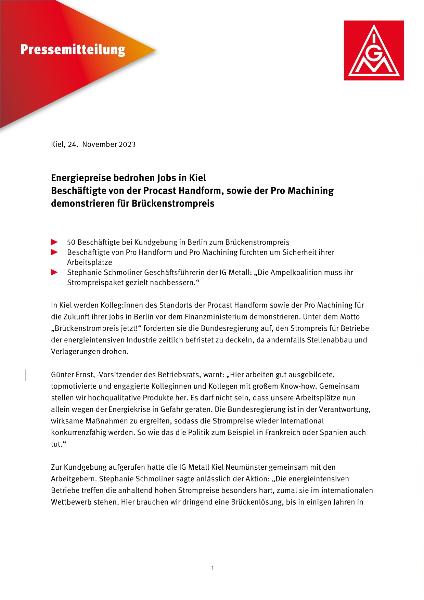Energiepreise bedrohen Jobs in Kiel