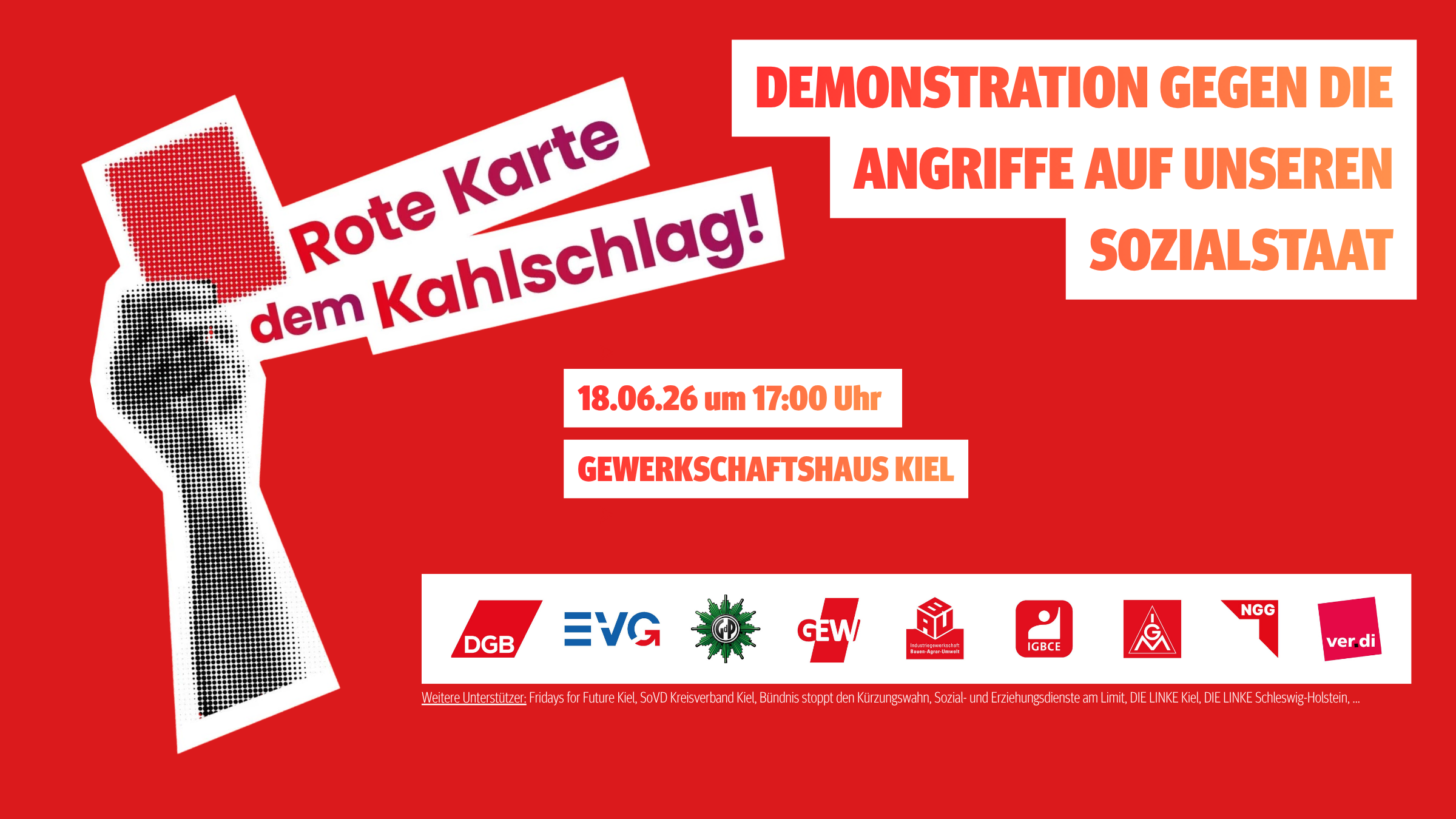 Rote Karte dem Kahlschlag Demonstration