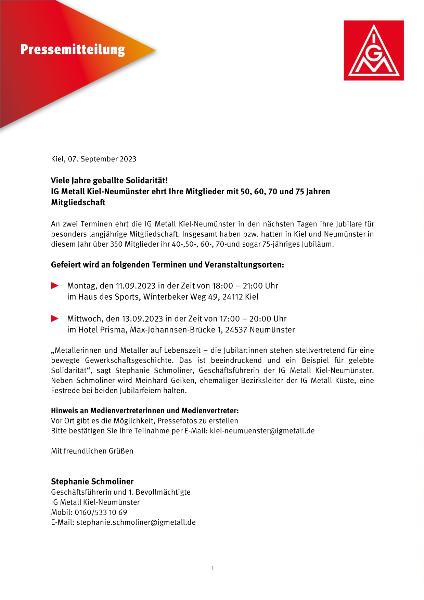 Jubilarehrung 2023 Kiel-Neumünster